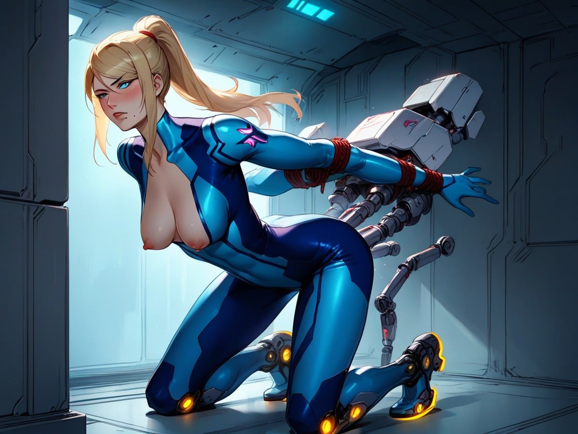 Mechanical Bondage, Samus Aran Kneeling, Bending OverPorno AI