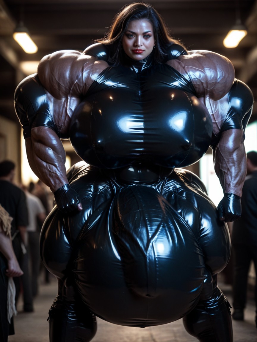 Hyper Giant Muscles, Lipstick, Hyper Massive Muscles Shemale AI Porn