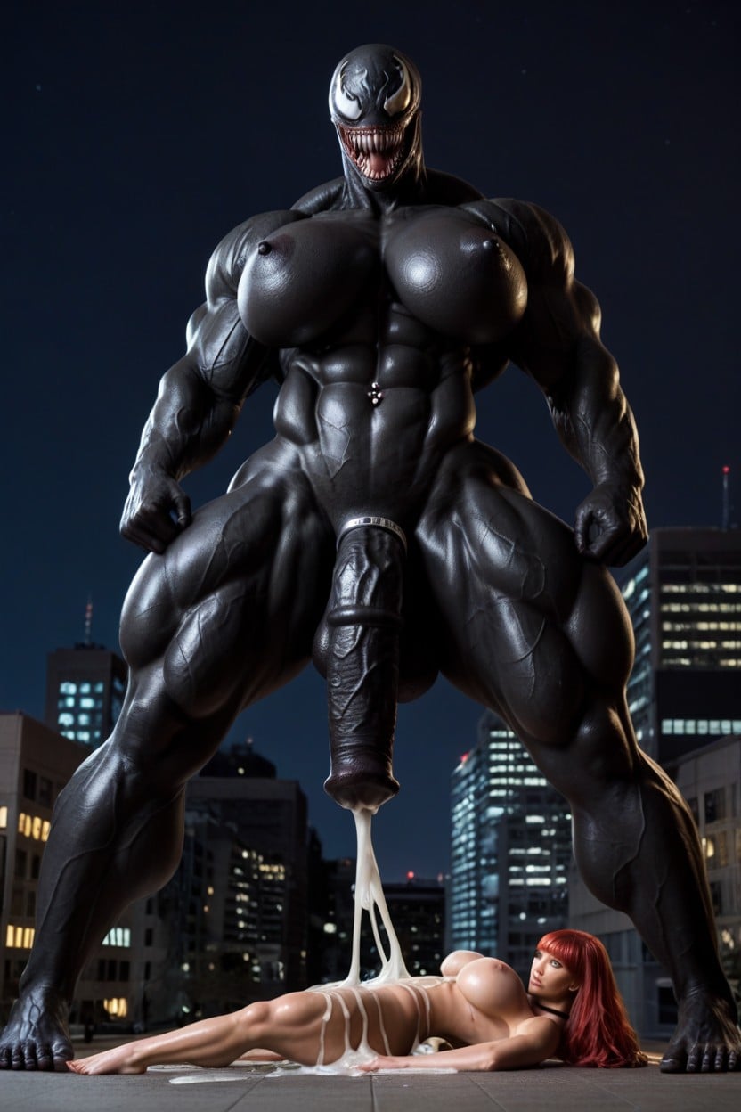 Venom Suit, Night, Veiny Cock Shemale AI Porn