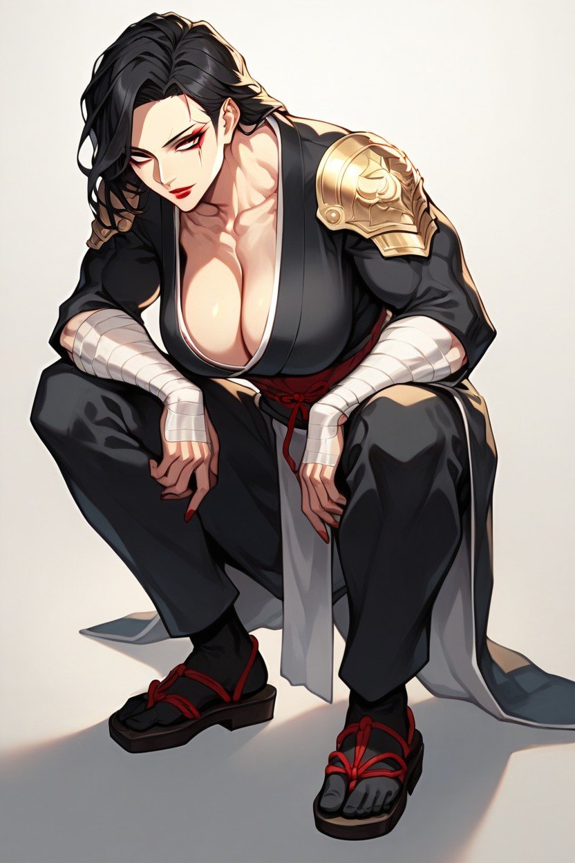 Cool Personality, Feamale Battle Anime Character Illustration Of A Muscular Master, CmPorno AI Hentai