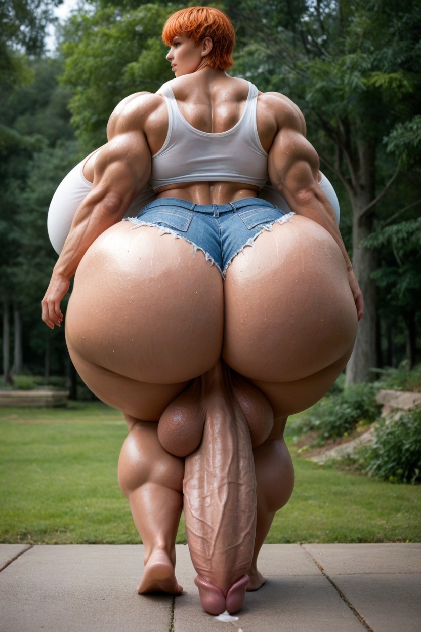 Thick, Gigantic Latissimus Dorsi, Sweaty Shemale AI Porn