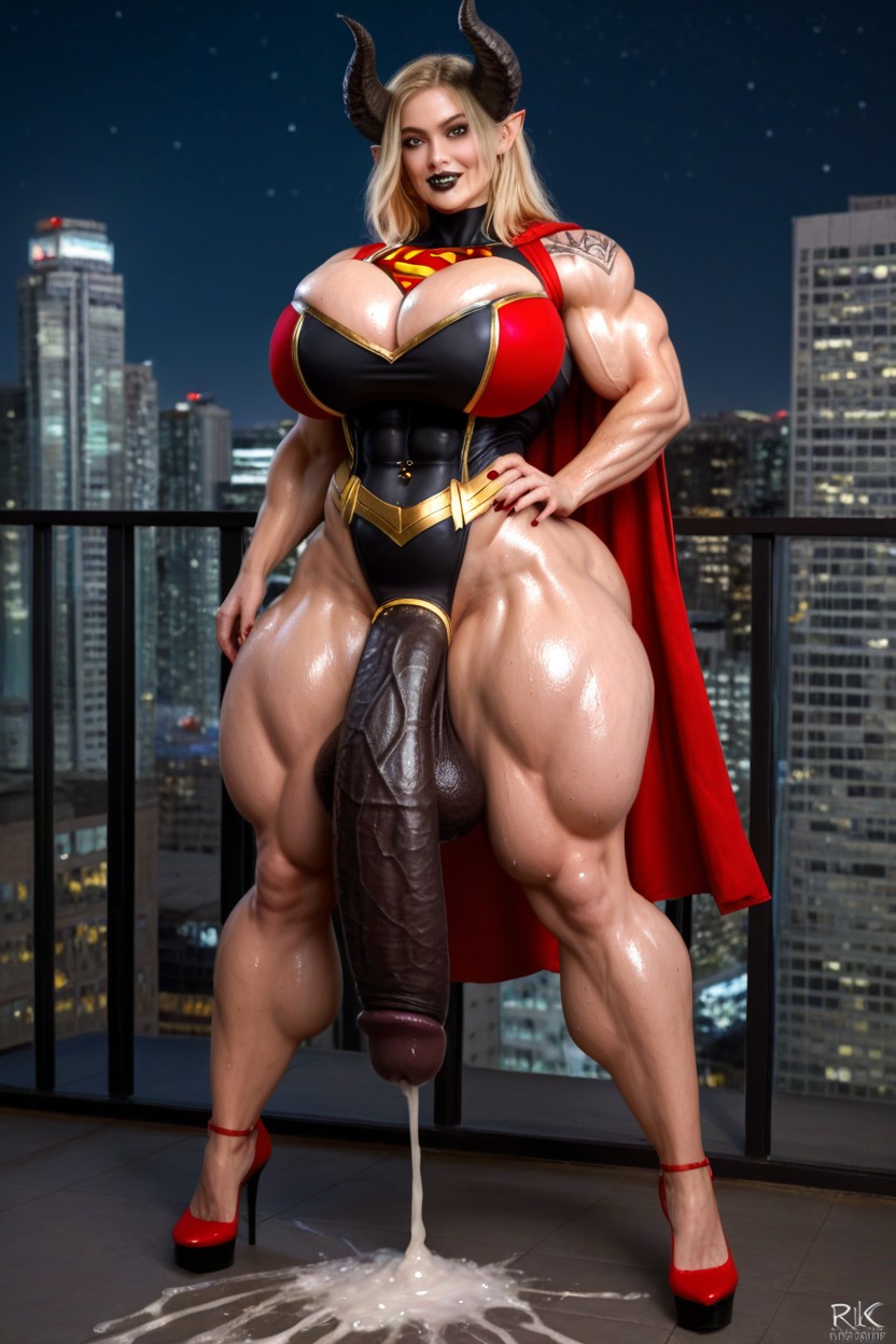 Massive Cum Leaking From Cock, Full Body, Huge Muscular Arms Shemale AI Porn