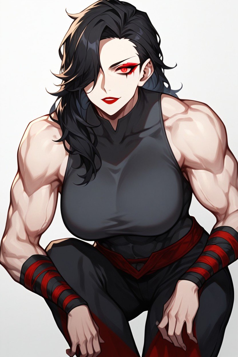 Cool Personality, Illustration Of A Muscular Master Character From A Battle Anime, Tomboyish FacePorno IA Furry