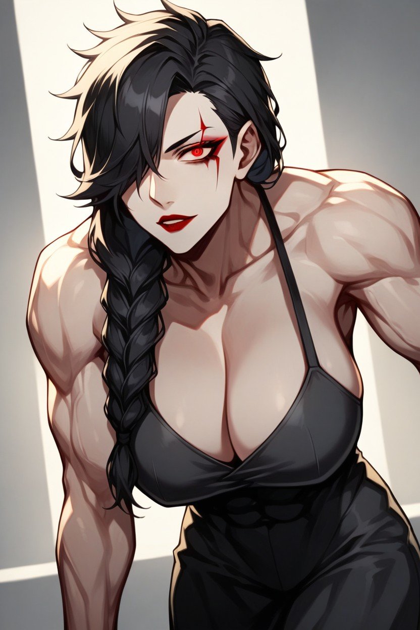 Clearly Defined Eye Lines, Illustration Of A Muscular Master Character From A Battle Anime, Cm TallPorno IA Hentai