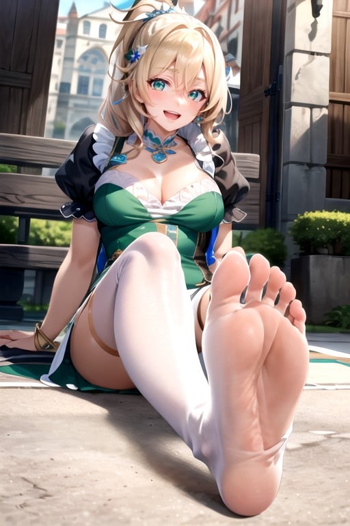 Tierna, Sentada Mostrando Los Pies, Leafa (sword Art Online)Porno AI Hentai