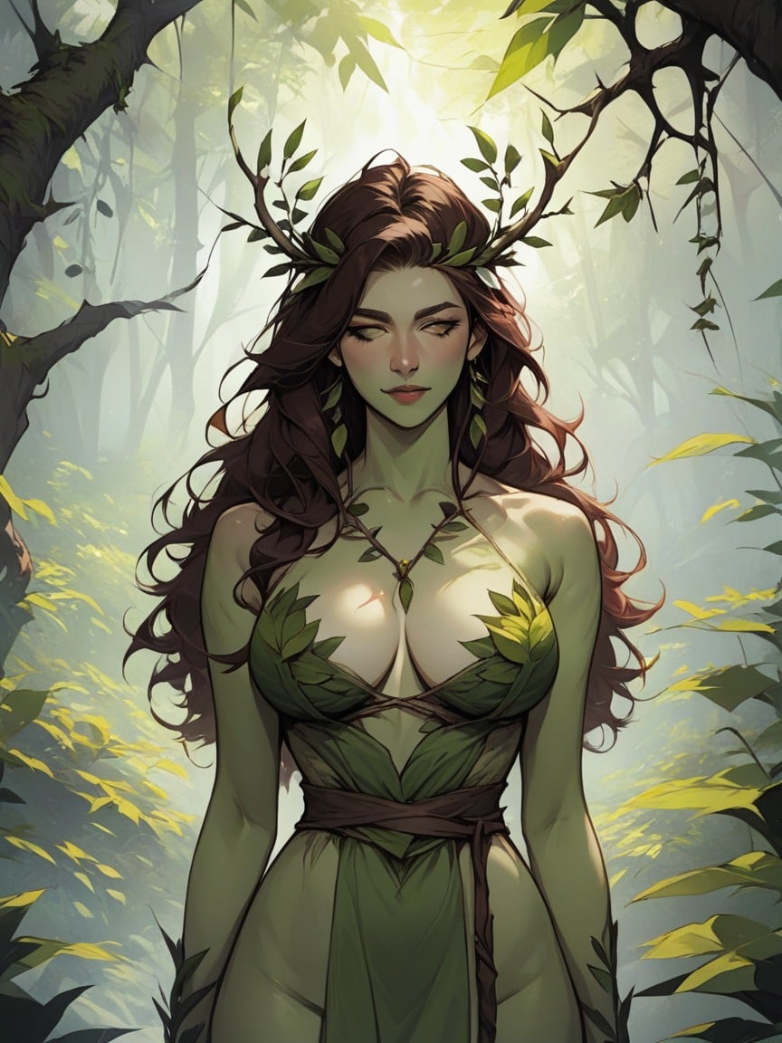 Dryad, Tir À La Taille, Cheveux BrunsPorno IA Furry