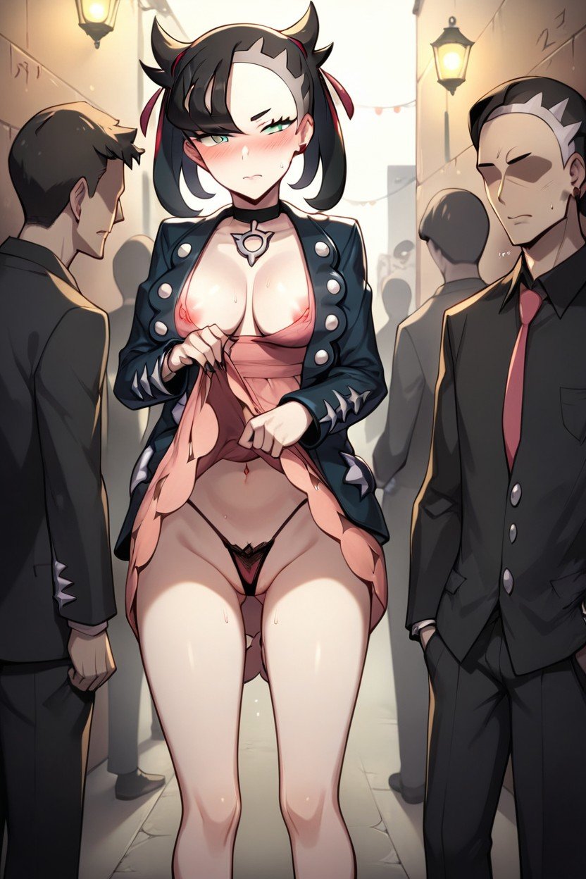 Slip Nipple, Standing Front Of Wall, Faceless OnlookersPorno AI Hentai