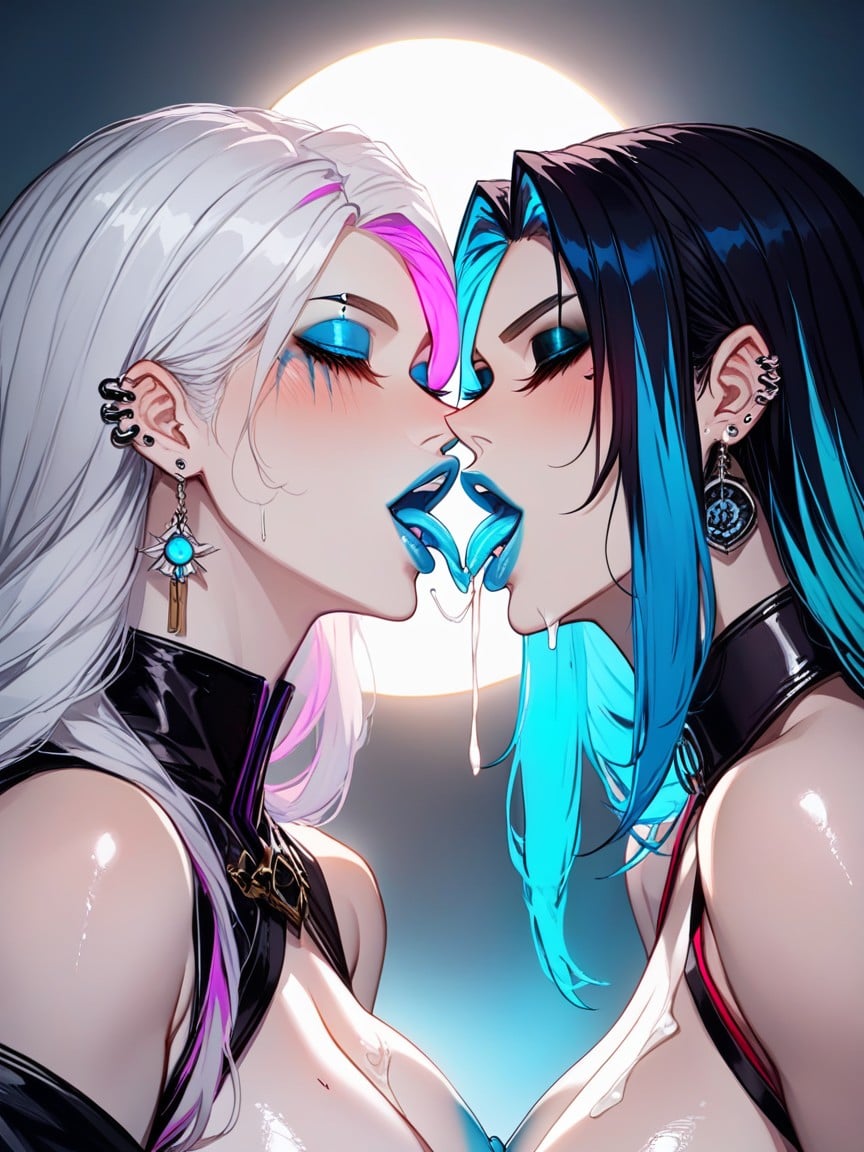 Neon, Close Up, Lesbian Hentai AI Porn