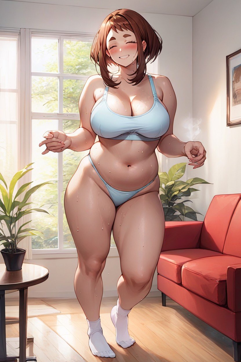 Full Body, Sweaty Body, Ochako Uraraka Hentai AI Porn