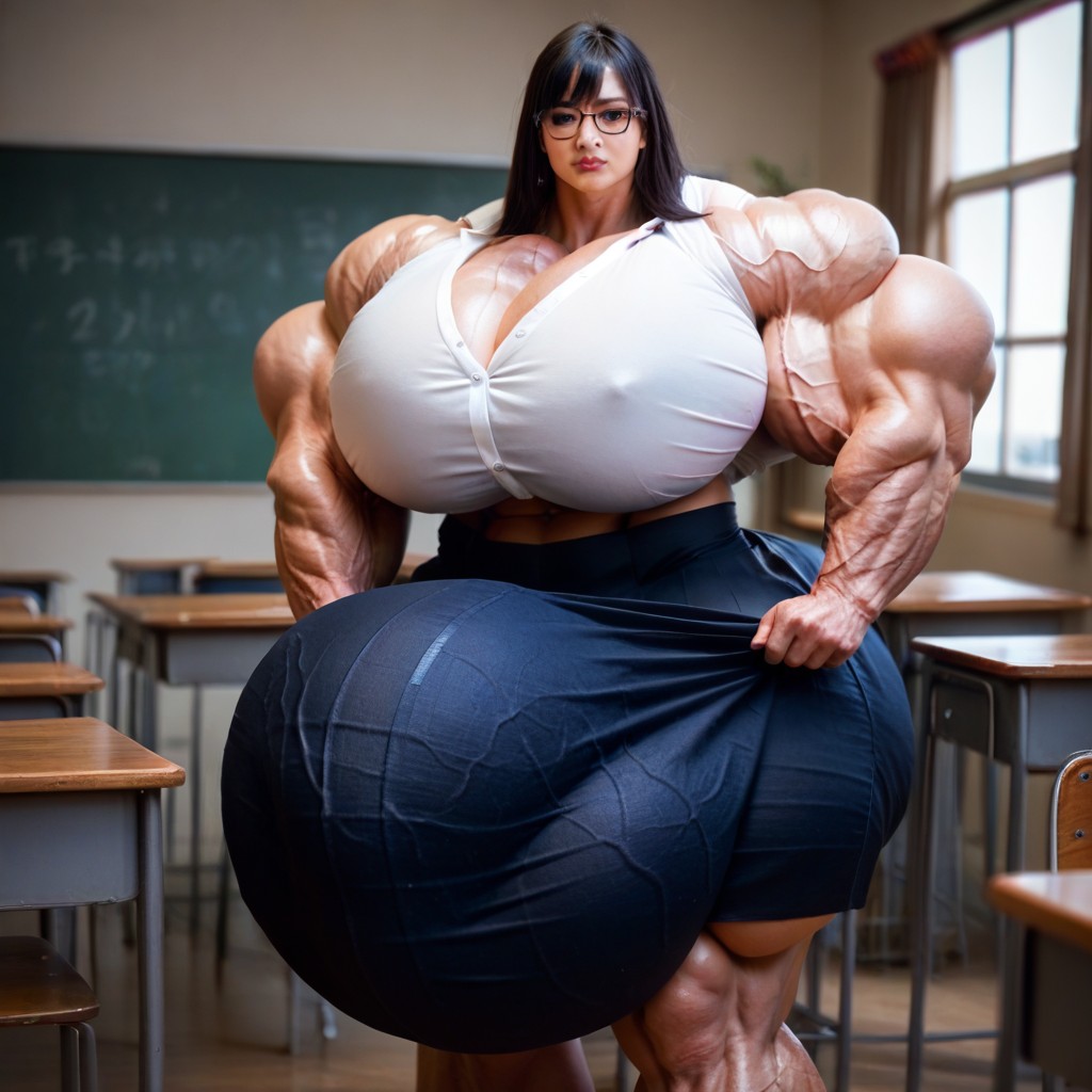 Hyper Gigantic Massive Penis, Lipstick, Classroom Shemale AI Porn