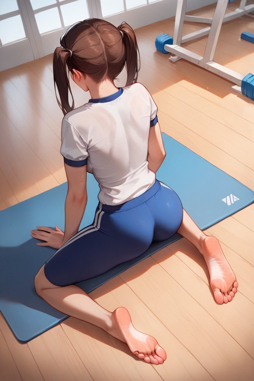 Shocked, School Gym, Blue Gym Uniform AI Porn