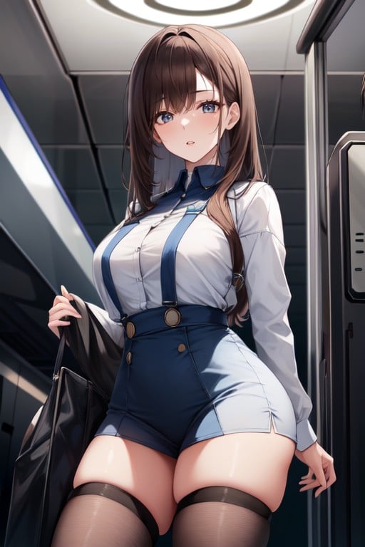 Brunette Hair, Bangs, Boarding Gate Of Spaceship Hentai IA pornografia