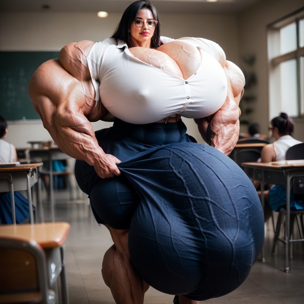 Lipstick, Disgusted, Hyper Large Muscles Shemale AI Porn