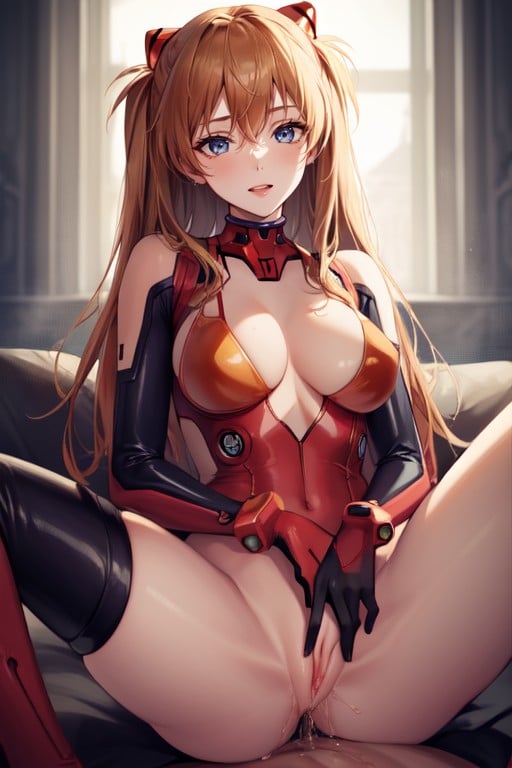 Masturbação, Decote, Asuka (evangelion) Hentai IA pornografia