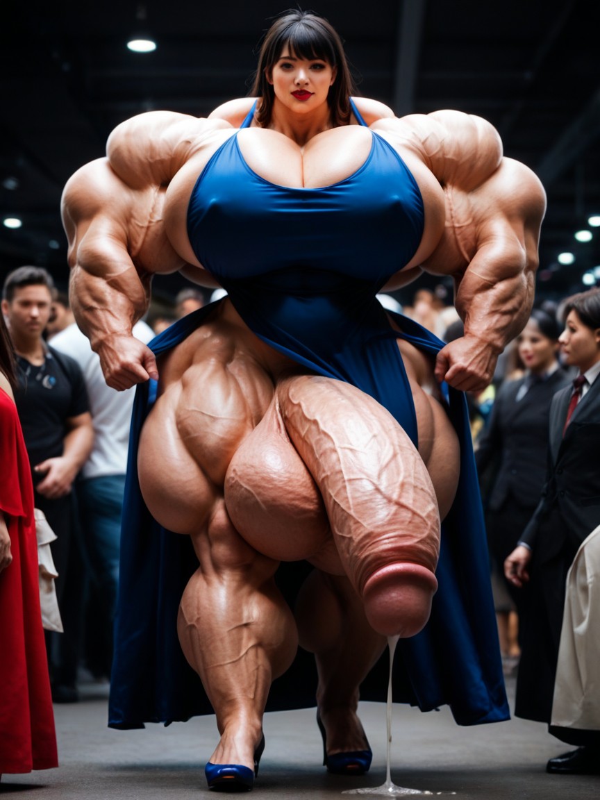 Hyper Huge Muscles, Full Body, Front View Shemale AI Porn