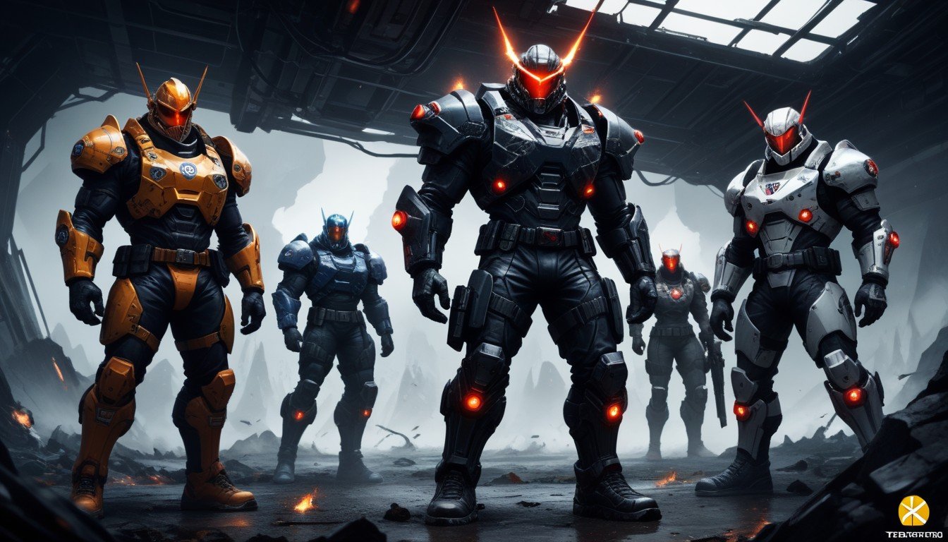 A Group Of X-com Agents In Full High Tech Armor And High-tech Weaponry, Xcom LogoAI 포르노