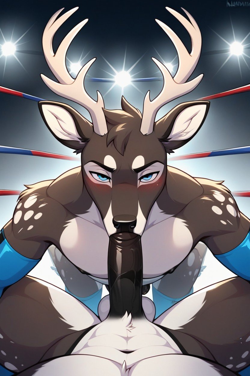 Wrestling Gloves And Boots, Detailed Penis, Wrestling Ring Furry AI Porn