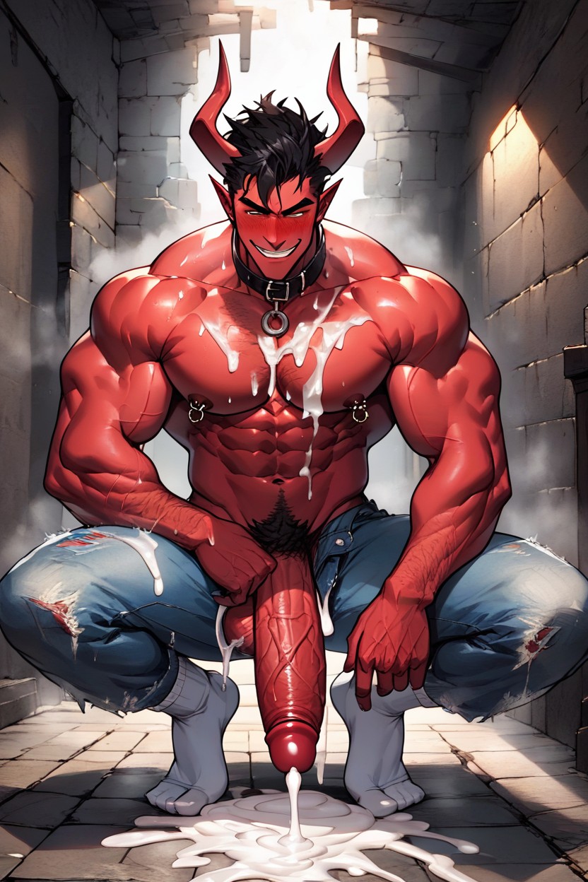 Blushing, Horny, Demon AI Gay Porn