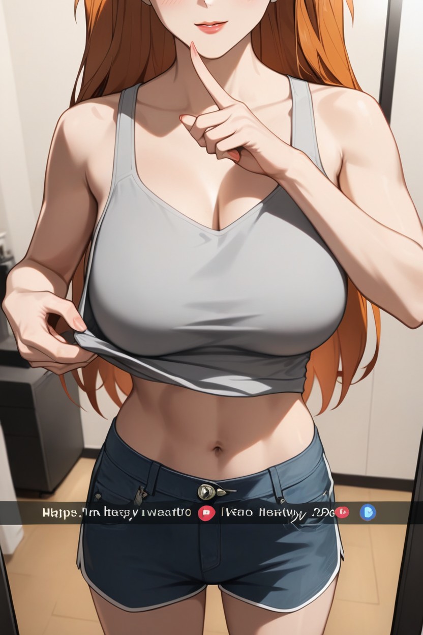 Lifted Tank Top, She Is Staring Into Nothingness, Ultra Detailed Hentai AI Porn