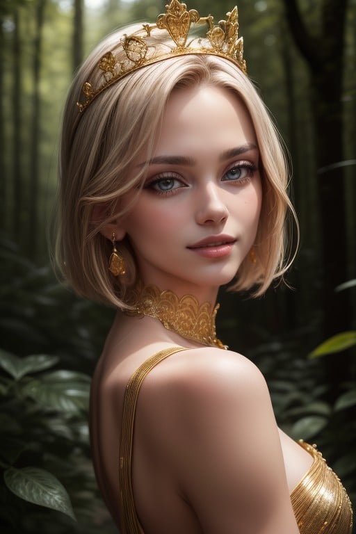 The Golden Tiara, Bobcut, Blonde Hair AI Porn