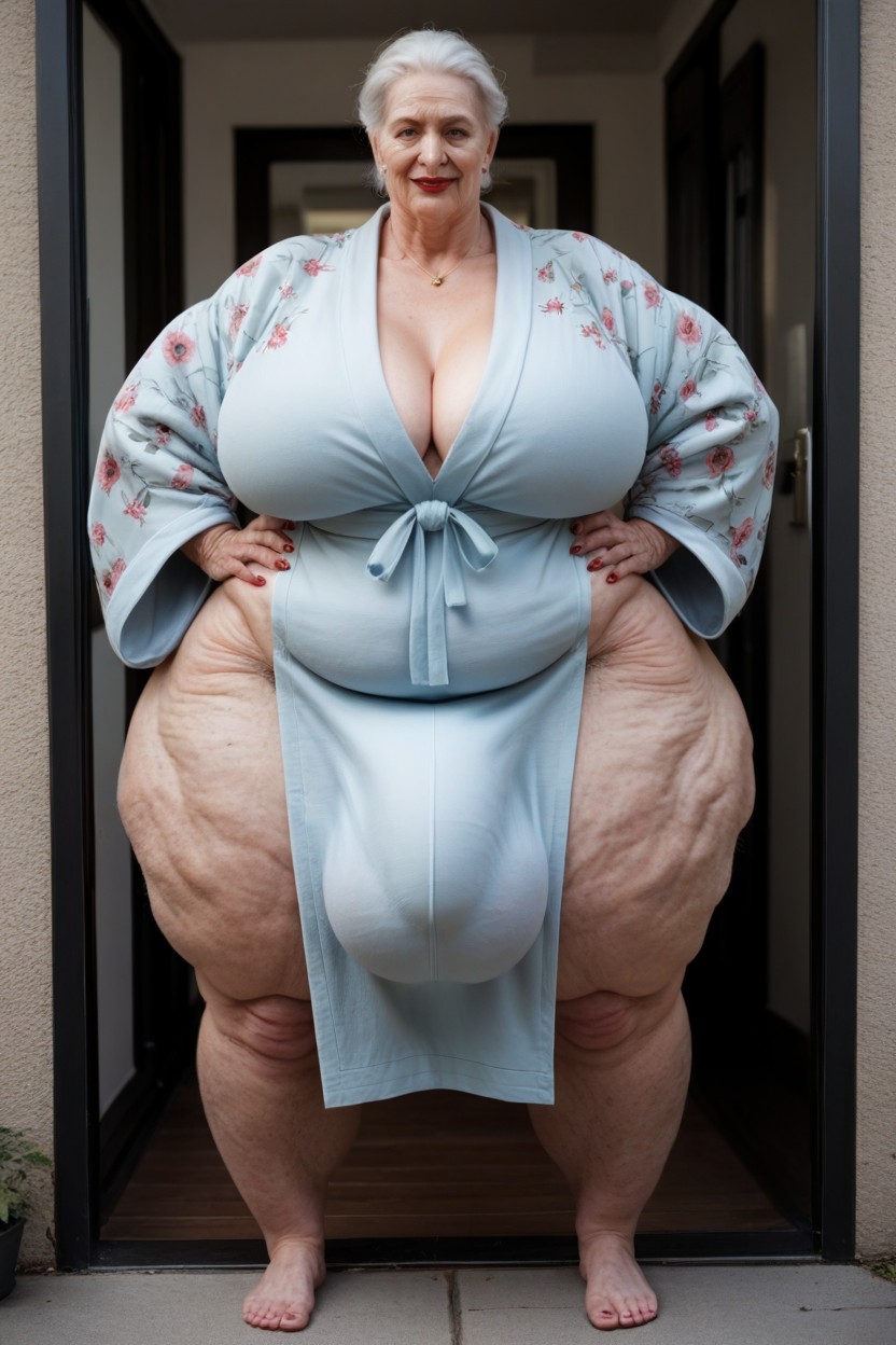 Fat, Bathrobe, Big Belly Shemale AI Porn