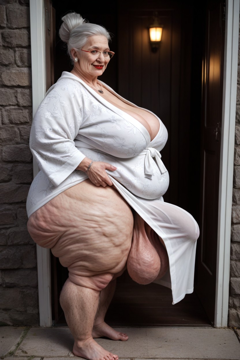 White Hair, Straight, Big Belly Shemale AI Porn