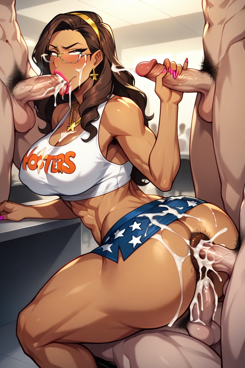 Torn Clothes, Hooters Outfit, Makeup AI Gay Porn