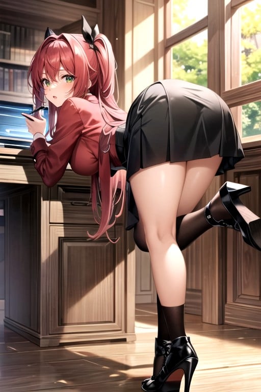 Tilted Head Back, Bent Over Desk, RanmaPorno AI