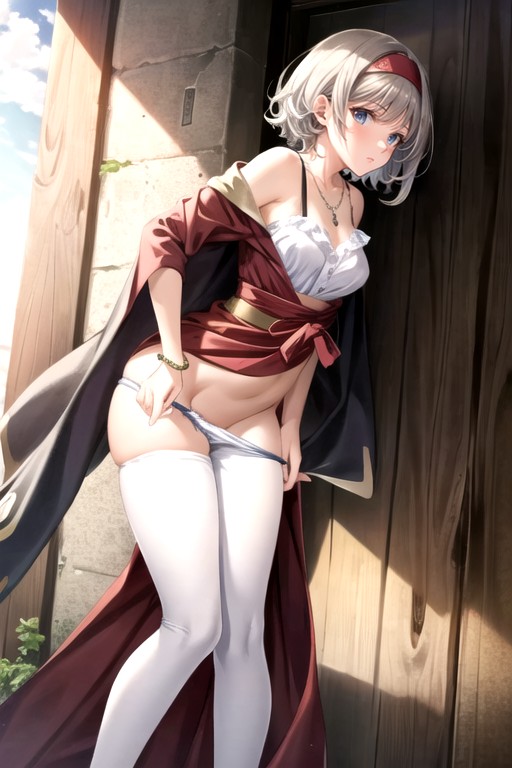 Black Shoes, Loose Hair, Bottom Up (upskirt) Hentai AI Porn