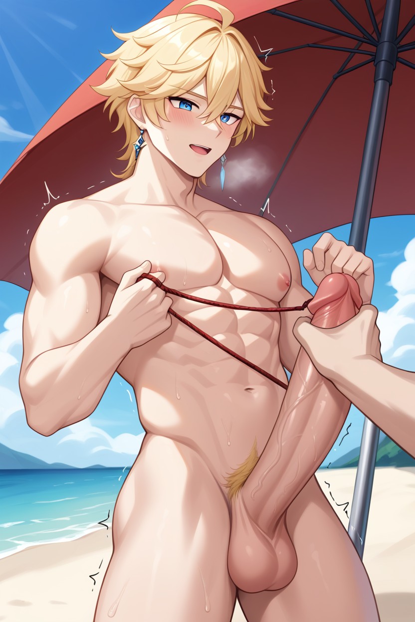 Blonde Hair, Lost In The Pleasure With A Final, Blue Eyes AI Gay Porn