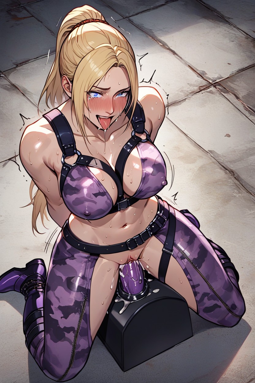Suspended Double Penetration, Wasteland, Woman Trembling With Sexual Climax Hentai AI Porn