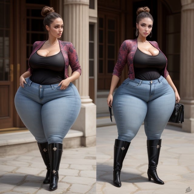Persian, Wide Saddlebag Hips, Hair Bun AI Porn