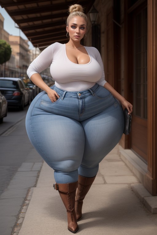 Bottom Heavy Hourglass Shape, Casual, Thick Thighs AI Porn