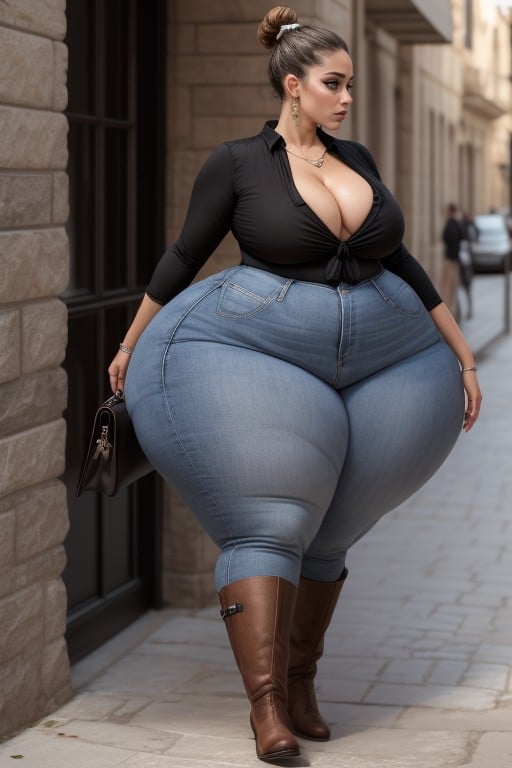 Thick Thighs, Hyper Bottom Heavy, Wide Curvy Ass AI Porn