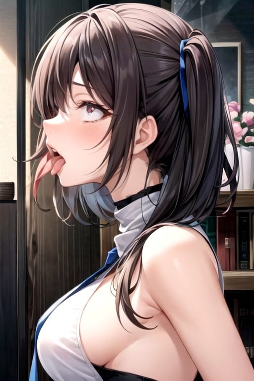 Ahegao, Braunes Haar, SideboobKI Porno