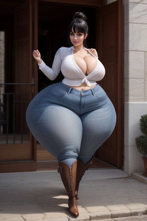 Thick, Pawg Woman, Blouse AI Porn