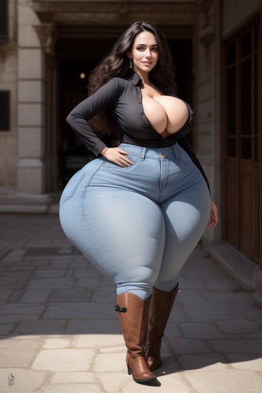 Mischievous (smiling While Blushing), Model, Double Wide Hips AI Porn