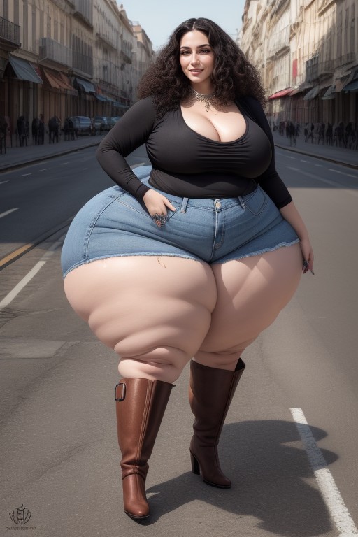 Black High Heels, Front View, Pear Shaped Woman AI Porn