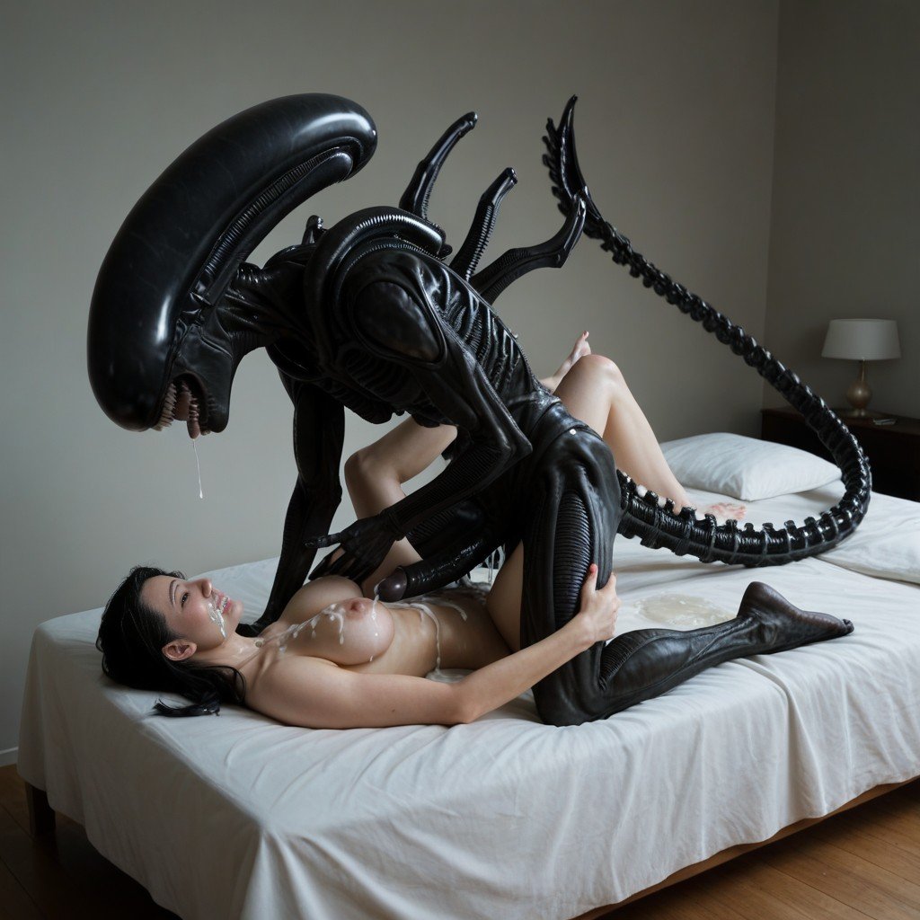 Full Body, Xenomorph Long Head, Large Size Male Body Xenomorph Shemale AI Porn