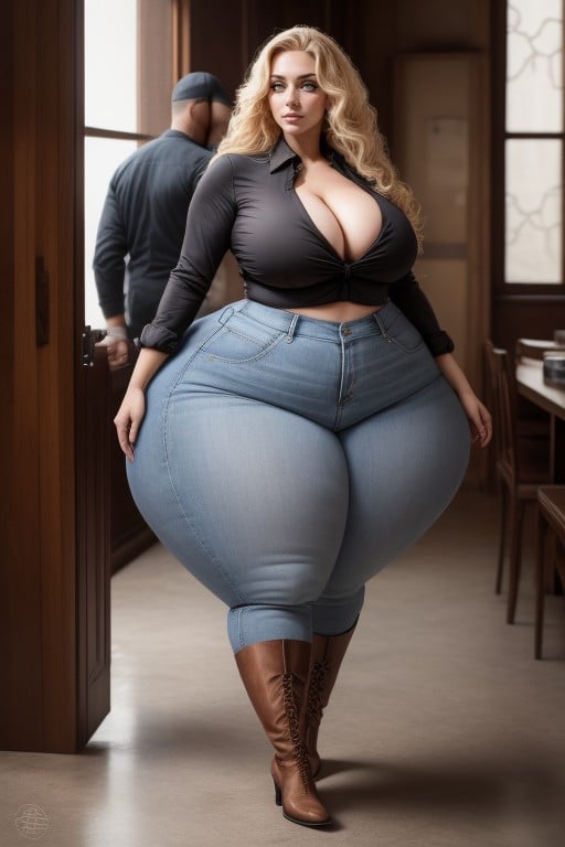 Hyper Bottom Heavy, Thick Thighs, Wide Angle AI Porn