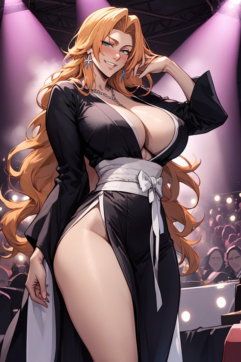 Looking At Viewer, Cleavage, Rangiku Matsumoto From Bleach Hentai AI Porn