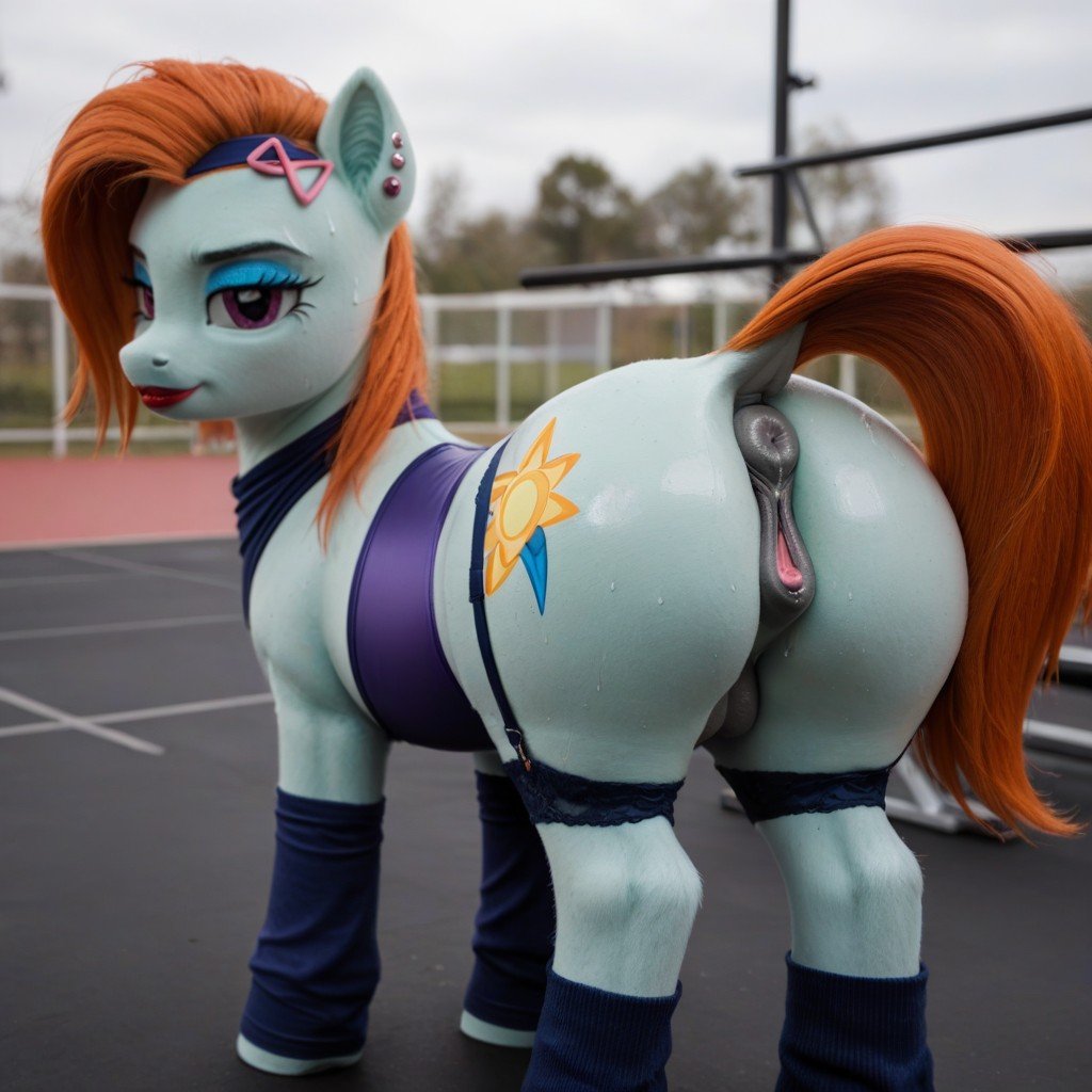 뷰어를 보면서, 화난 얼굴, Pony Wearing 's Aerobics Outfit쉬메일 AI 포르노