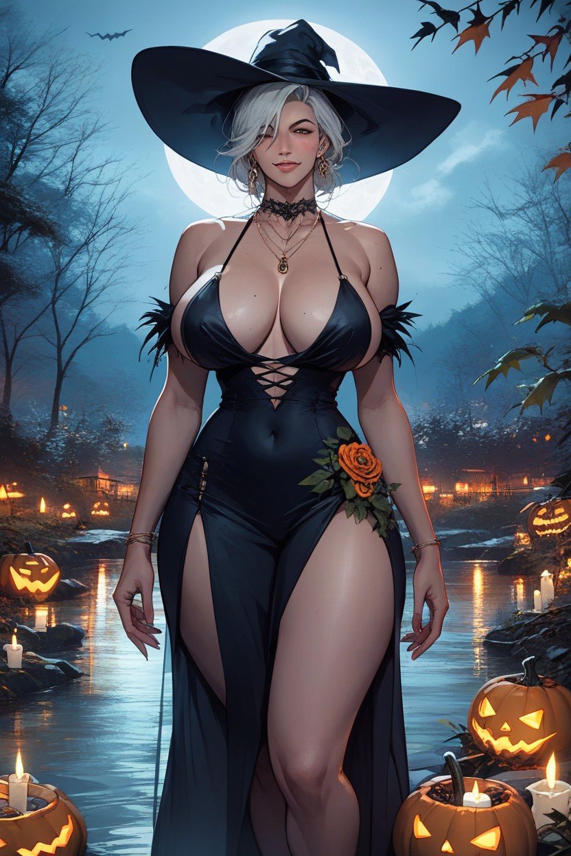 Halloween, Female Michael Myers, Huge Tits Pornografia de IA