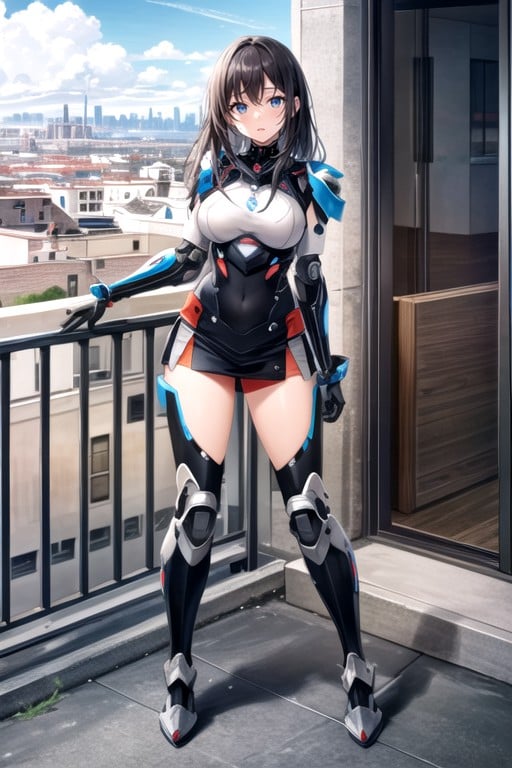 Robot Armor, Balcony, Mini Skirt AI Porn