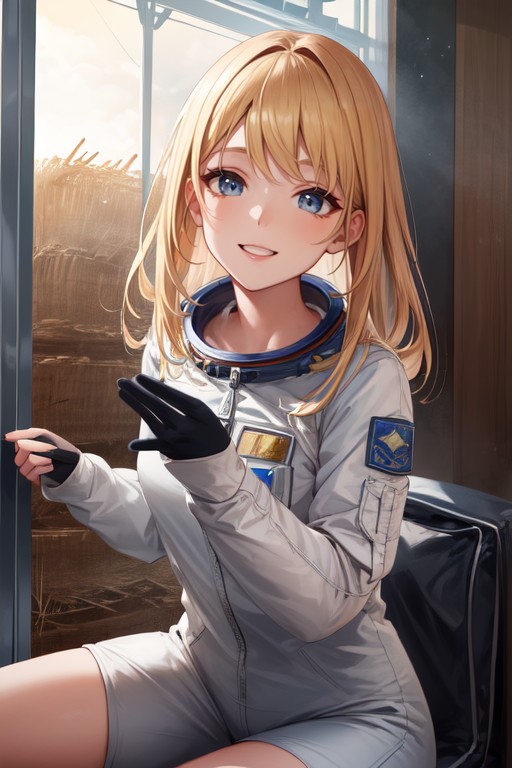 Space Suit, Farm, Blonde Hair AI Porn