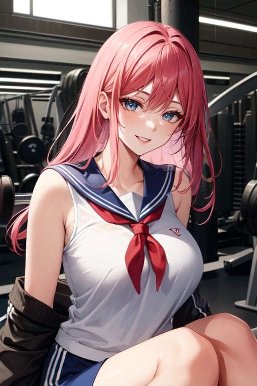 Small Breast, Sitting Down, Sailor Uniform AI Porn