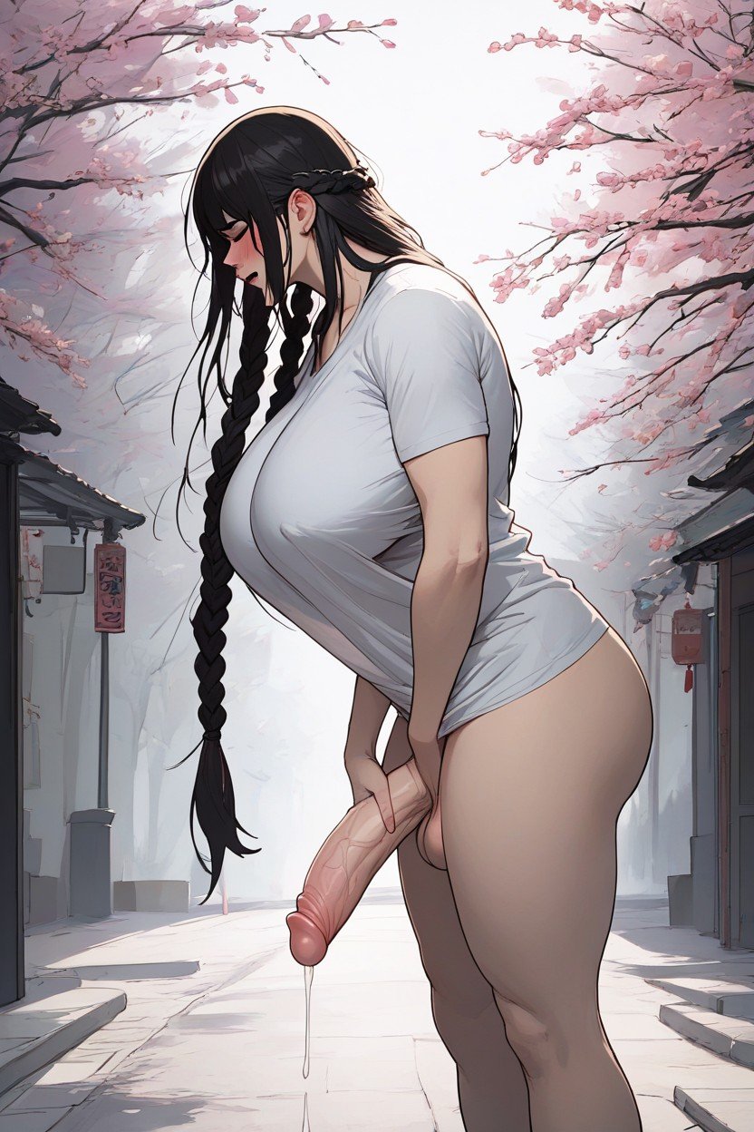 No Pants, Lewdua Style, Extremely Long Braided Brunette HairAI黃片