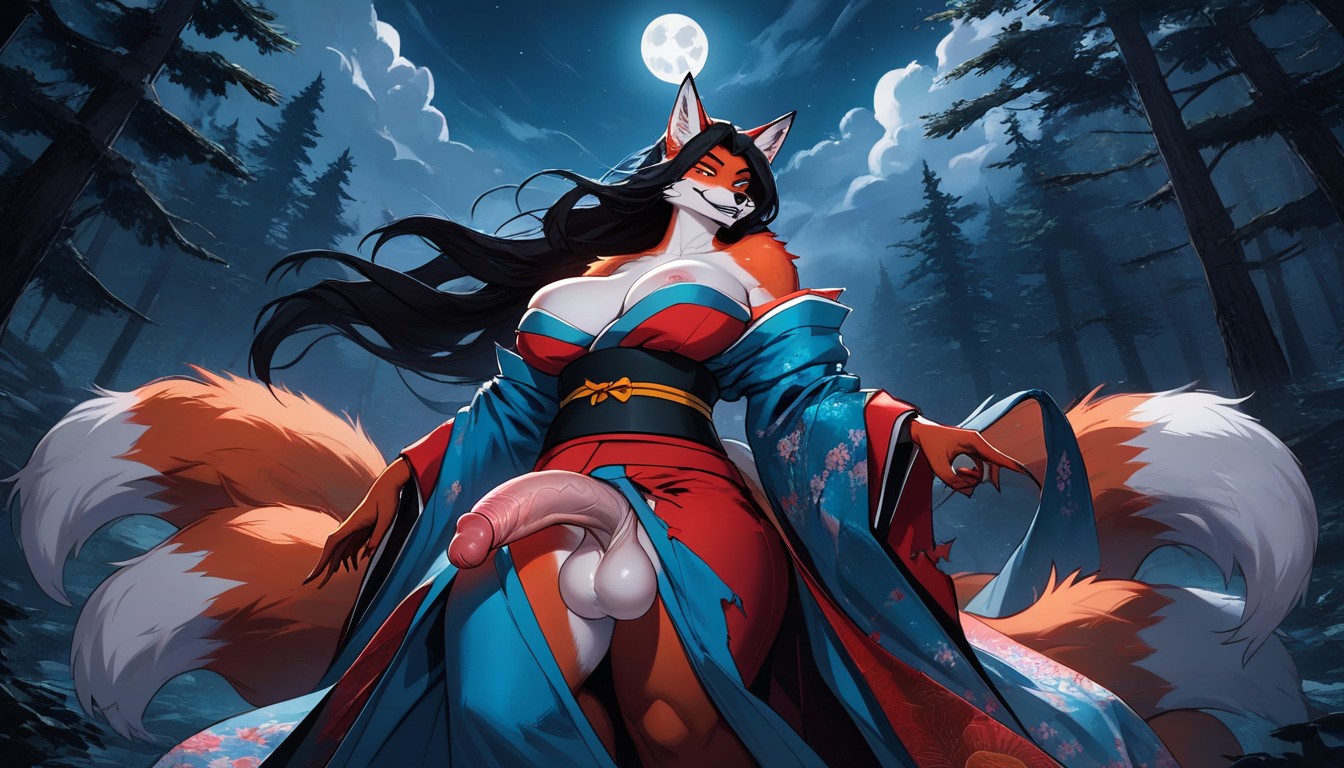 Rounded Breast, Orange Fur, Cinematic Furry AI Porn