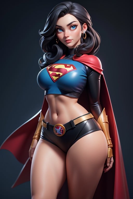 Perfect Body Proportions, Bare Thighs, Long Red Cape AI Porn