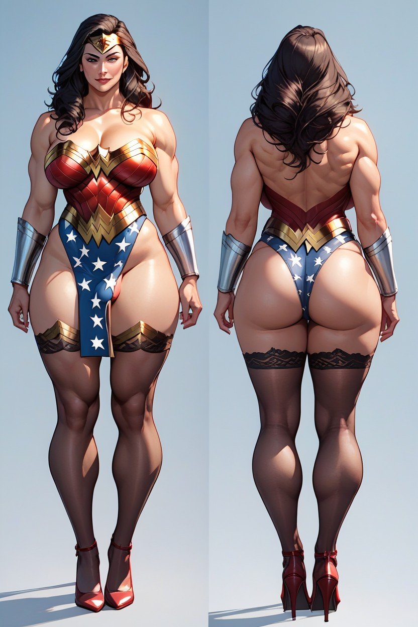 Futanari Wonder Woman, 프론트뷰, Japanese퍼리 AI 포르노